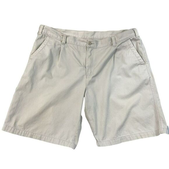 Woolworths Mens Chino Shorts Beige Pleated Pockets Pure Cotton 40 - Picture 1 of 9